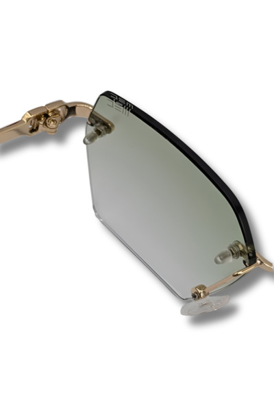 MECKSA Rimless Hexagon Sunglasses for Women & Men