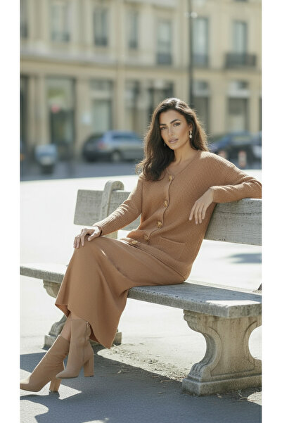 SARE ERKMEN Γυναικείο Σετ Πλεκτό Μαντίλι Μαντίλι Παντελόνι