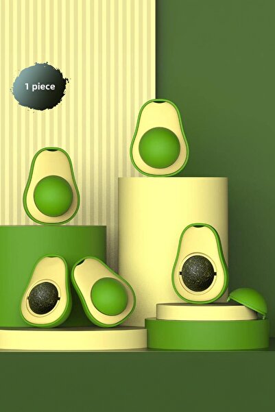 Soillium Cute Adhesive Cat Grass Avocado Catnip 360 Degree Rotating Catnip Toy Play Ball 1Pc