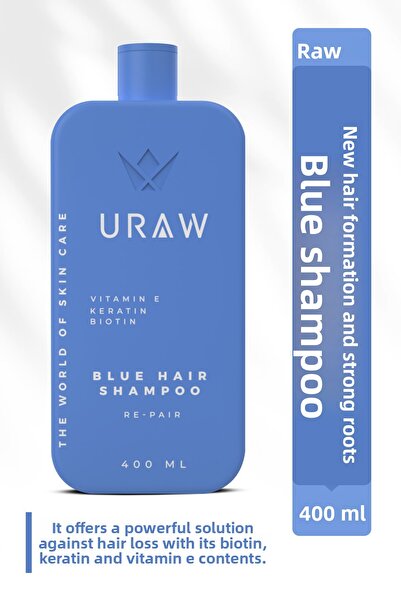 Uraw Blue Shampoo - For New Hair Formation and Strong Roots (400 ML)