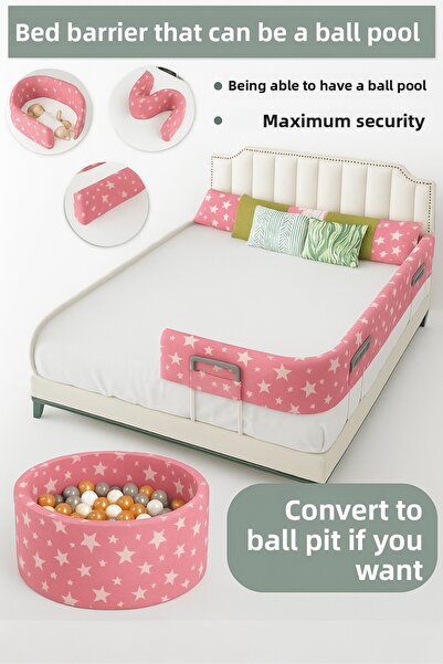 Dizanor سرير من قطعة واحدة مقاس 240 سم وحاجز أمان للسرير قابل للتحويل إلى حوض...