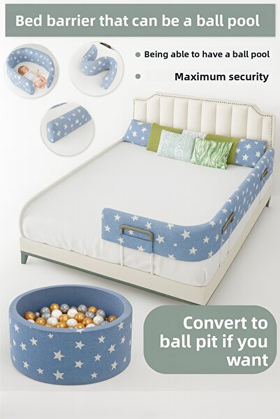 Dizanor سرير من قطعة واحدة مقاس 240 سم وحاجز أمان للسرير قابل للتحويل إلى حوض...