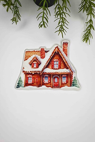 decofav House Shape Gingerbread House Patterned Embroidery Edge Cocktail Napkin 1 Piece
