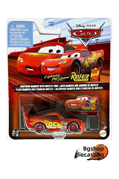 HOT WHEELS نموذج سيارة ديزني كارز بيكسر لايتنينج ماكوين مع لافتة راستيز