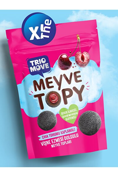 TrioMove كرات فواكه مغطاة ببذور الشيا محشوة بمعجون الكرز من تريو موف