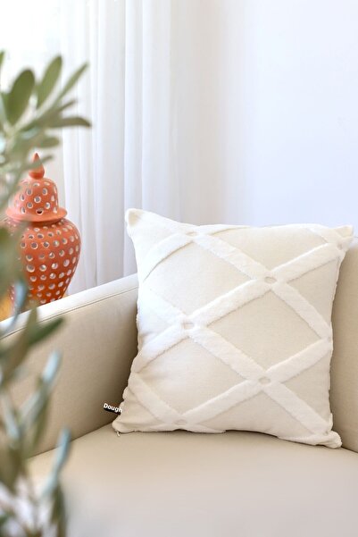 HAMUR Διακοσμητικό κάλυμμα μαξιλαριού ριχτάρι με μοτίβο ζακάρ ειδικής σχεδίασης Bella Cream