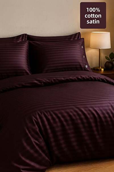 Morlay Σετ κρεβατιού Premium 100% βαμβακερό σατέν Oxford με κουμπιά, διπλό ρι...