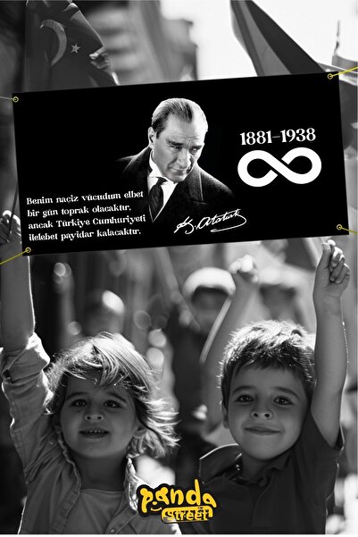 PANDA SOKAĞI 10 November Commemoration of Ataturk Banner 200X100 Vinyl Printing Tarpaulin Ataturk School Banner
