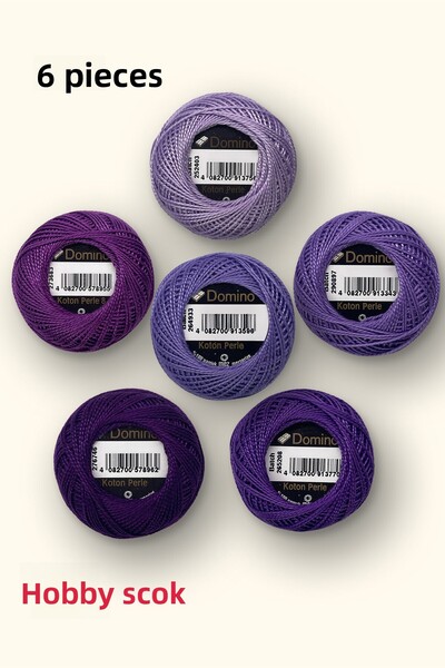 domino Set of 6 - Koton Perle 12 Number No 12 Embroidery Thread Set - Purple Shades - You Can Specify Color