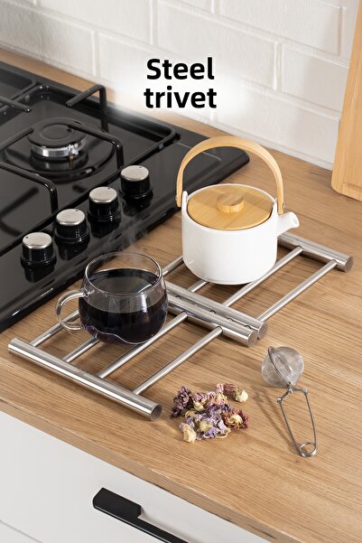 Porsima Ivo-Ks162 Stainless Steel Trivet Pop-Up Pot Pan Base Metal Base