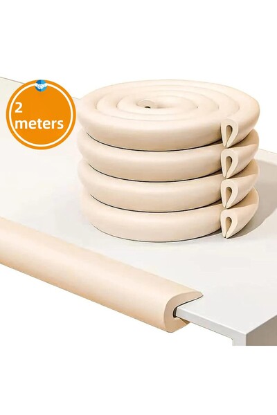 Miningaa Non-Leaving Marks Cream Color Thick Edge Corner Protection 2 Mt Baby Kids Table Coffee Table Edge Corner Edge Protection