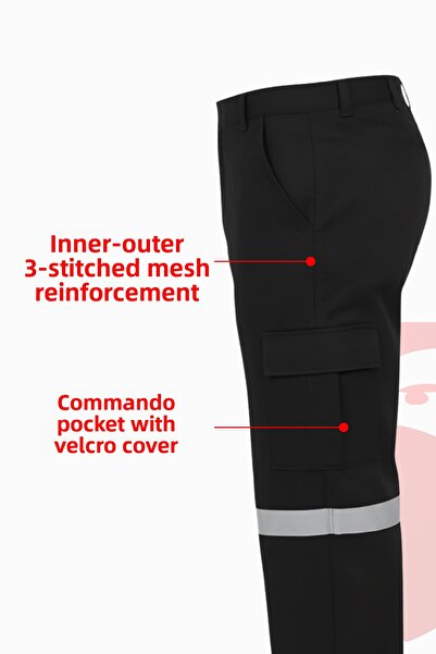 Selçuklu Plus 7/7 Gabardine Winter Worker's Pants Thick Work Trousers with Single Reflector