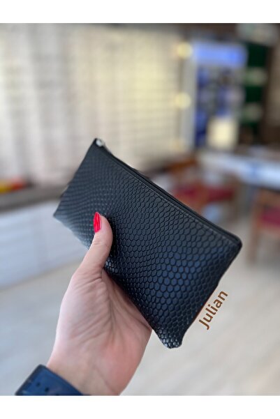 JULIANO حافظة نظارة سوداء بتصميم خاص بسحاب - حقيبة