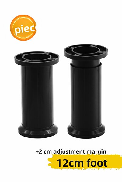 Badem10 Adjustable 1 Piece 12 cm Black Plastic Leg Cabinet Furniture Bench Riser Heightening Foot