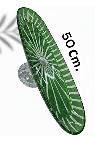 AYZ HOME Handmade Cut Crystal Glass Footed Boat Presentation Plate (50 cm)