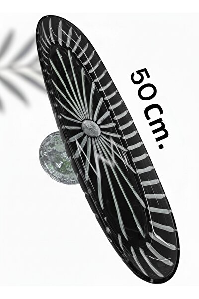 AYZ HOME Handmade Cut Crystal Glass Footed Boat Presentation Plate (50 cm)