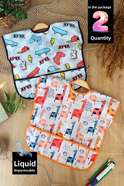 Babydonat Liquid Proof Sleeveless 6-24 Months 2-Piece Activity and Feeding Bib (Play-Graffe)