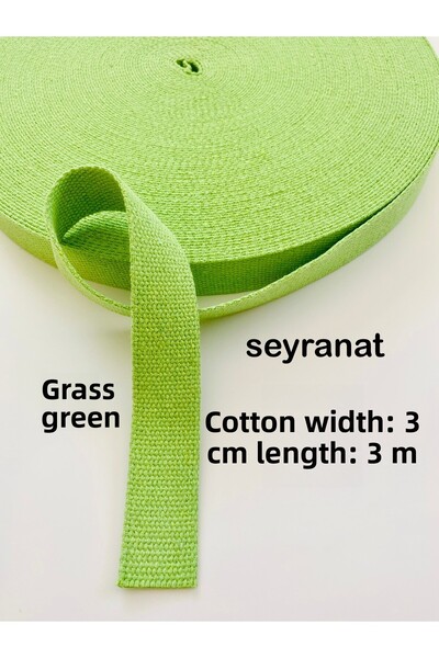 seyranat حزام حقيبة من القطن باللون الأخضر العشبي بعرض 3 أمتار وعرض 3 سم، مع ...