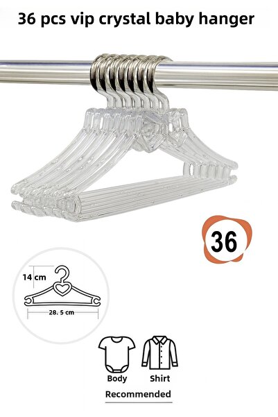 Vip Home Concept Umeraș pentru haine pentru bebeluși 36 bucăți cu fundă de cristal Umeraș pentru îmbrăcăminte pentru bebeluși VIP