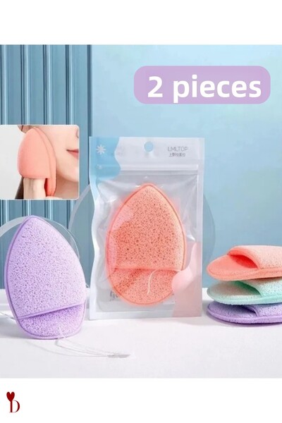 Dami Beauty إسفنجة تنظيف الوجه من الألياف ذات تأثير تقشير طبيعي مع مقابض إصبع...