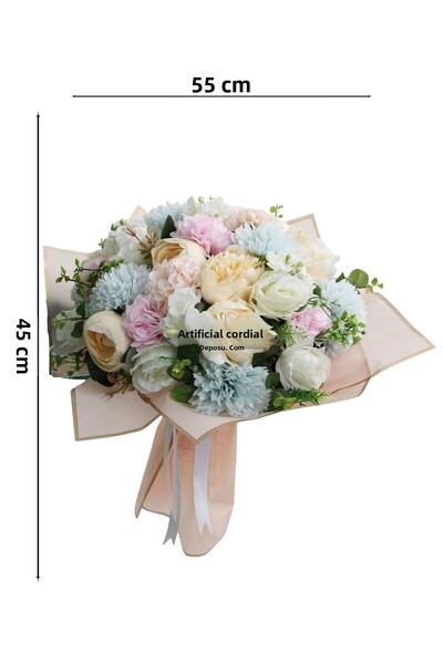 Yapay Çiçek Deposu Salmon Pink Fiorenza Artificial Gift Bouquet Engagement Proposal Flower