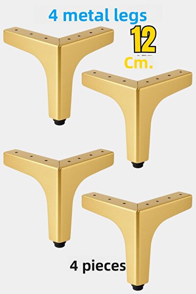 Badem10 Decor 12 cm Gold Set of 4 Gold Metal Furniture Leg Durable Modern Design Sofa Coffee Table Unit
