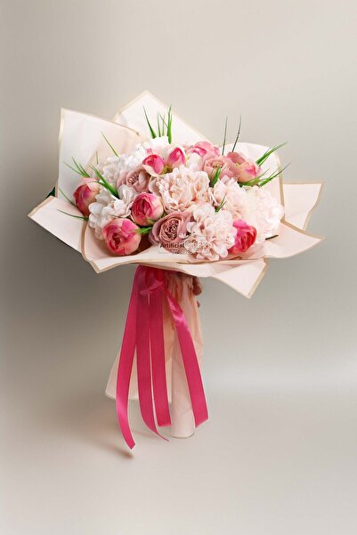 Yapay Çiçek Deposu Ροζ τεχνητή ανθοδέσμη δώρου Φλωρεντίας, λουλούδι για αρραβώνα