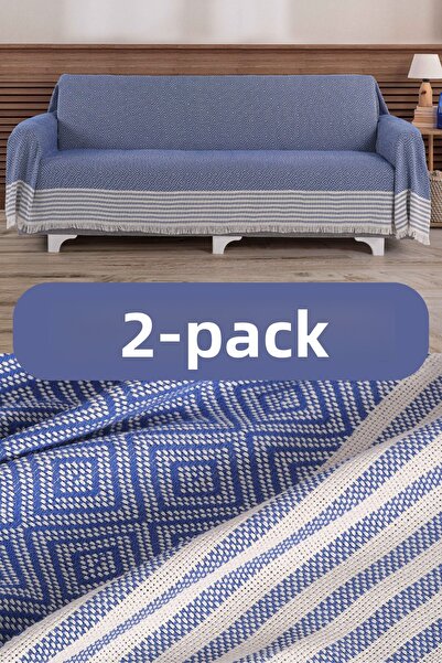 pamore Husă pentru canapea, 310 cm, din bumbac, care acoperă brațele, cu franjuri în față, multifuncțională, anti-alunecare