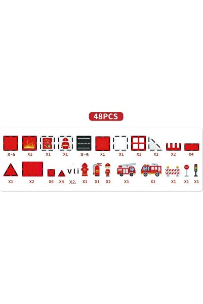 Toyimoyi مجموعة مكعبات مغناطيسية للتحكم في الحرائق، 48 قطعة ملونة، مجموعة إطفاء حريق مغناطيسية