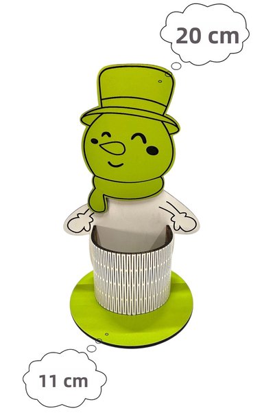 Pemina Snowman Pen Holder 3 mm Mdf Wood