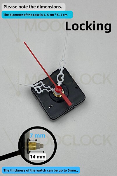 MOOCLOCK Clock Mechanism, Flowing Silent Wall Clock Mechanism, 14 mm Shaft, Scorpion-Hour-Hand-Second(Askisiz)