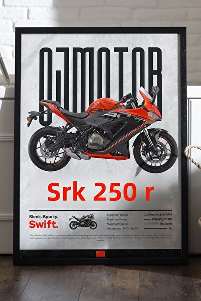 Duvarda QJ MOTOR SRK 250RR Αφίσα με μαύρο ξύλινο πλαίσιο, διακοσμητικός πίνακ...