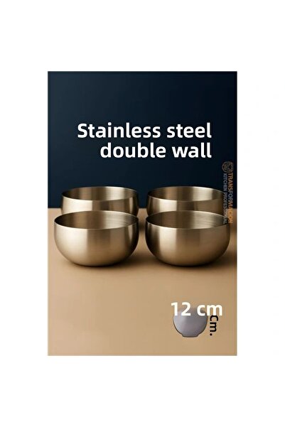 shopwave Double Wall Bowl - Inox Steel Bowl 12 cm Set of 4