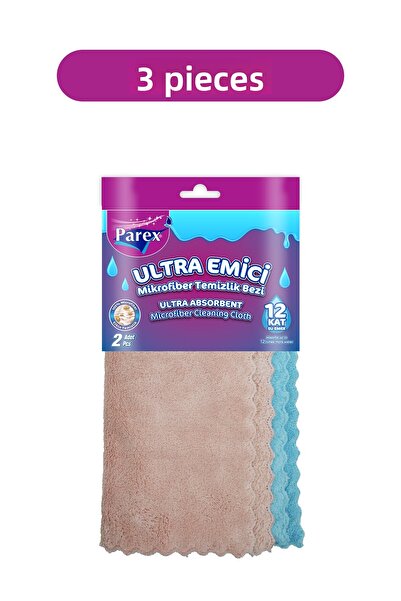 Parex حزمة ثلاثية من قماش الميكروفايبر فائق الامتصاص مكونة من قطعتين