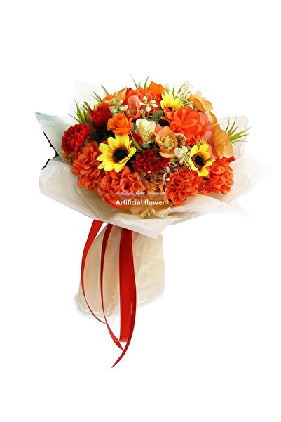 Yapay Çiçek Deposu Buchet de flori artificiale luminoase portocalii pentru propunerea de logodnă