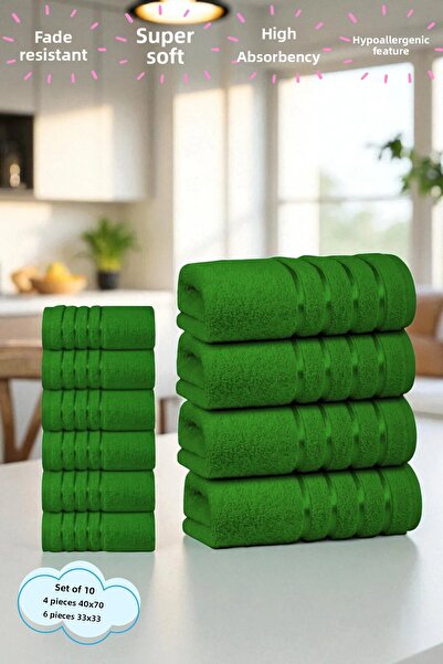 Arte Cotone First Class Towel Set 100% Cotton | 4X Hand Face Towels + 6X Washcloths