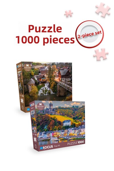 Blue Focus 2 Piece 1000 Piece Puzzle - Rastoke and Cochem