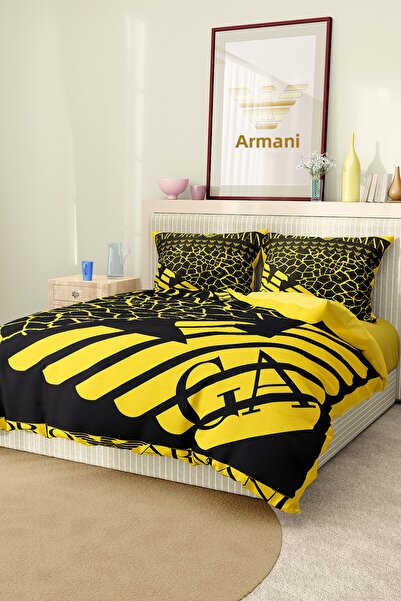 Marcalanya طقم غطاء لحاف من نسيج الساتان القطني مزدوج مقاس 6 قطع طباعة رقمية ...