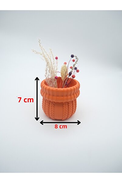 ATEŞLER HEDİYELİK Vază decorativă cu model tricotat, de culoare portocalie