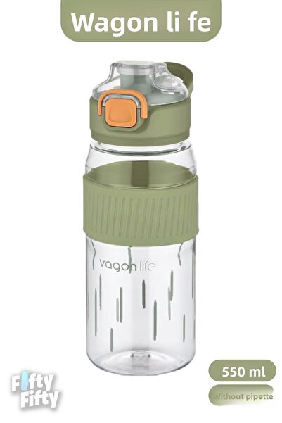 Vagonlife زجاجة مياه للأطفال سعة 550 مل مريحة للشرب (بدون ماصة) مع مقبض للحمل -VGN3001ML550