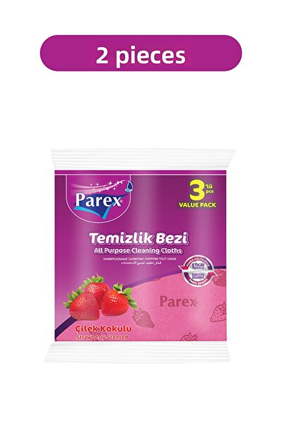 Parex Pachet dublu de cârpă de curățare cu parfum de căpșuni, 3 bucăți