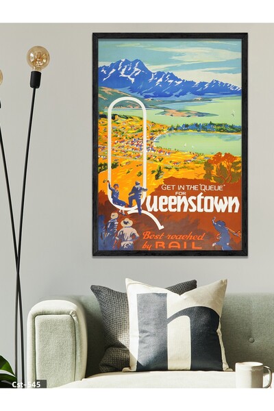 CeSht Calea către Queenstown Pictură într-o singură bucată cu rama din lemn negru