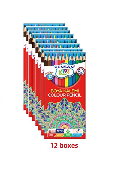 Pensan Kidz Dry Crayons 12 Colors Full Size (Long) X12 Boxes
