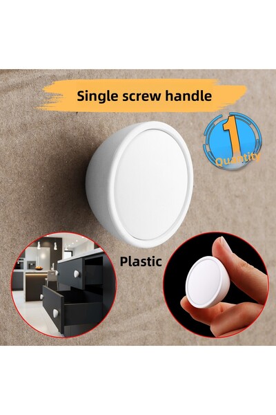 Badem10 Single Screw White Color Piano Polymer Knob Handle Curved Cabinet Furniture Wardrobe Drawer Handle Knob