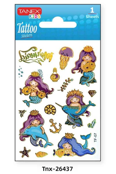 Tanex ملصق وشم صغير على شكل حورية البحر مقاس 7.5 × 10.5 ملم TNX-26437