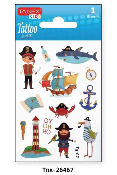 Tanex وشم صغير لطيف على شكل قرصان مقاس 7.5×10.5 ملم TNX-26467