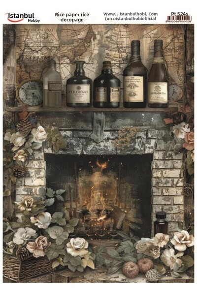 İstanbul Hobi ورق ديكور نحاسي 30×42 سم PT-524 مدفأة عتيقة