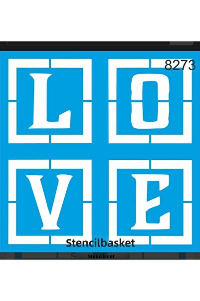 DERYA DESİNG ART Love's Letters Pattern Stencil Template St8273 20x20 Cm