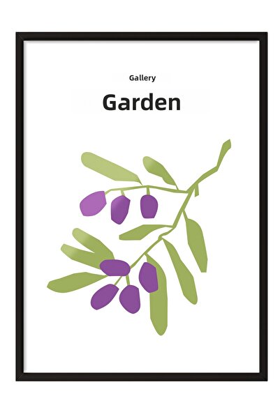 Zestia Tablou cu ramă neagră, Galerie Jardin Minimal Olive Branch, Poster dec...