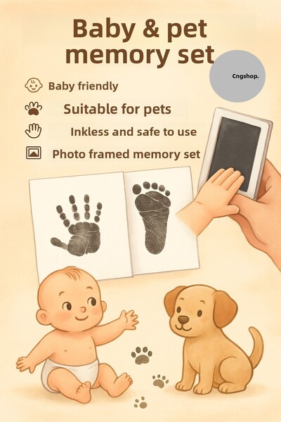 CNGZSHOP Baby & Pet Hand Foot Paw Izi Memory Album Print Set Inkless Baby Bla...